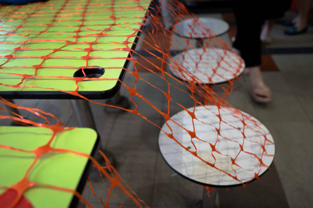 ​Here in Singapore, there is no restriction as to where/how to dine out anymore. During soft-lockdown in 2021/2022, I saw many orange nets at hawker food centers to keep social-distancing. It was a very common sight.