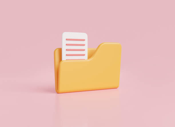 istock 3D rendering illustration of folder icon with paper document isolated on pink background. Computer folder, folder with files, paper icon.File management concept.Cartoon style minimal 1458403231