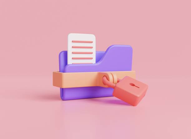 istock 3D icon rendering illustration of folder with the lock isolated on pink background. Modern private folder, safe confidential information, data storage, computer folder. Data security concept 1458403246