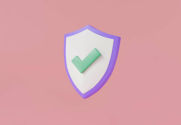 Shield protection icon with checkmark. Security, Protection, guaranteed icon, modern guard shield. safety, password security ,protection or antivirus. Security Concept. 3d icon render illustration icono de protección de escudo con marca de verificación. seguridad, protección, icono garantizado, escudo de guardia moderno. seguridad, seguridad de contraseñas, protección o antivirus. concepto de seguridad. ilustración de renderizado de iconos 3d