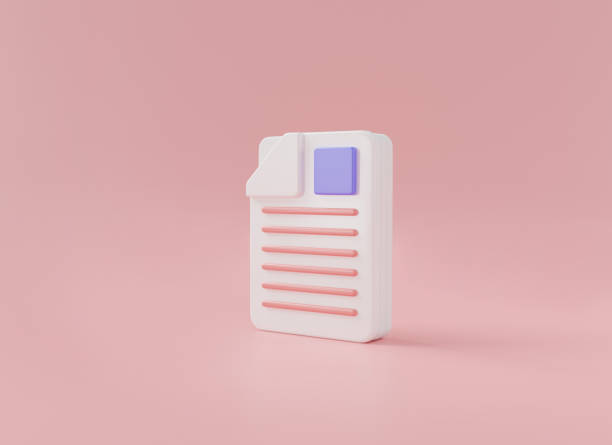 istock 3d documents icon. Stack of paper sheets isolated on pastel pink background concept about 3d document management. Text file, text document, worksheet, Business icon. 3d icon rendering illustration 1458403353