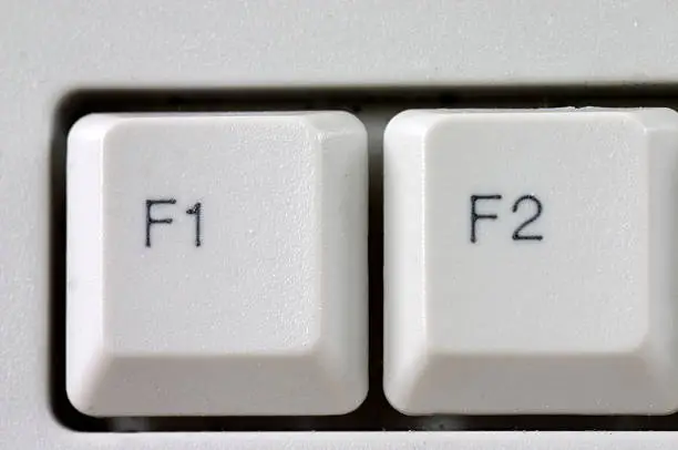 Macro shot of a function F1 and F2 keys
