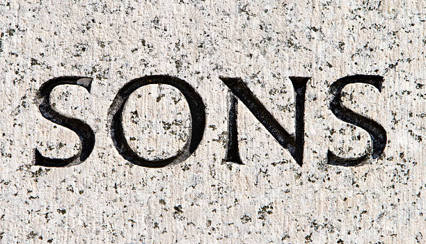 istock Word "Sons" Carved in Gray Granite 145840542