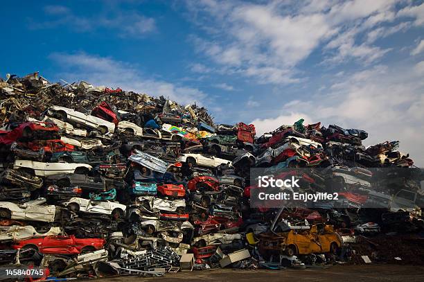 Pile Of Used Cars Stock Photo - Download Image Now - Car, Junkyard, Crushed