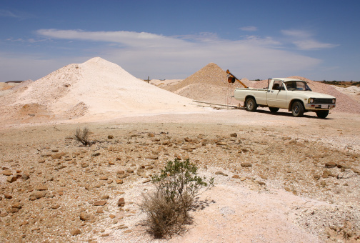 - a provisional mining shaft for opal mining in Coober Pedy, South Australia, Australia