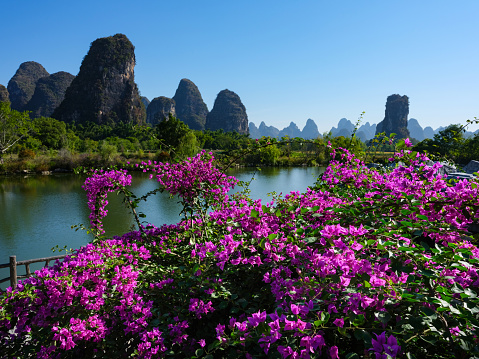 Landscape of Guilin, Located near Yangshuo County, Guilin City, Guangxi Province, China.