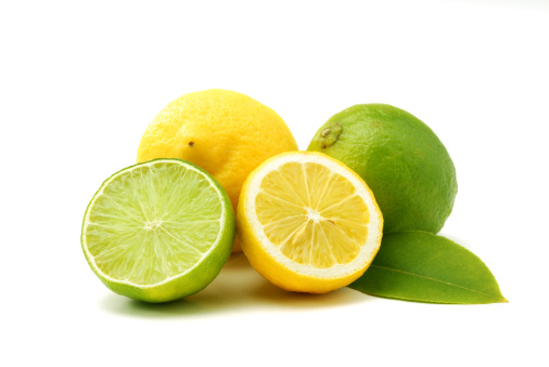 Limes on a white background