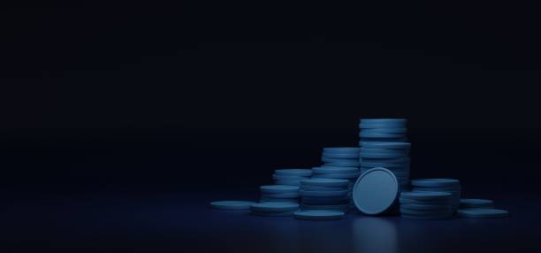 istock blue coin stacks on dark background 3D render illustration 1458411175