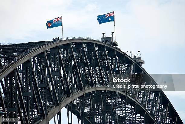 Bandiere Sul Ponte - Fotografie stock e altre immagini di Ponte del porto di Sydney - Ponte del porto di Sydney, Bandiera, Ambientazione esterna