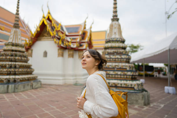 Woman exploring  Wat Pho in Bangkok