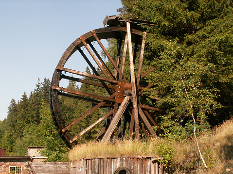 Old historic wheel at the mining area \