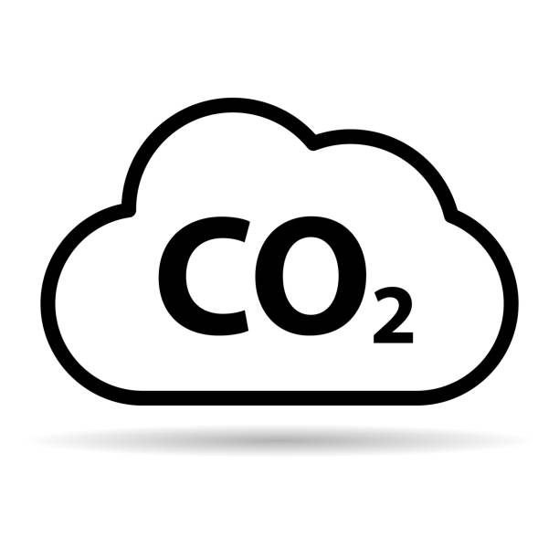 co2는 클라우드 아이콘 그림자, 깨끗한 글로벌 방출, 환경 에코 디자인 심볼 벡터 일러스트레이션 감소 - c02 stock illustrations