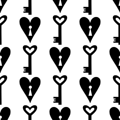 Stylish graphic seamless pattern with hearts. Black and white sketchy background for wrapping paper, fabrics, wallpapers, postcards and more.Stylish graphic seamless pattern with hearts. Sketchy background for wrapping paper, fabrics, wallpapers, postcards and more.