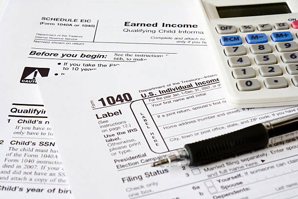 istock IRS 1040 Form with pen and calculator 145842049