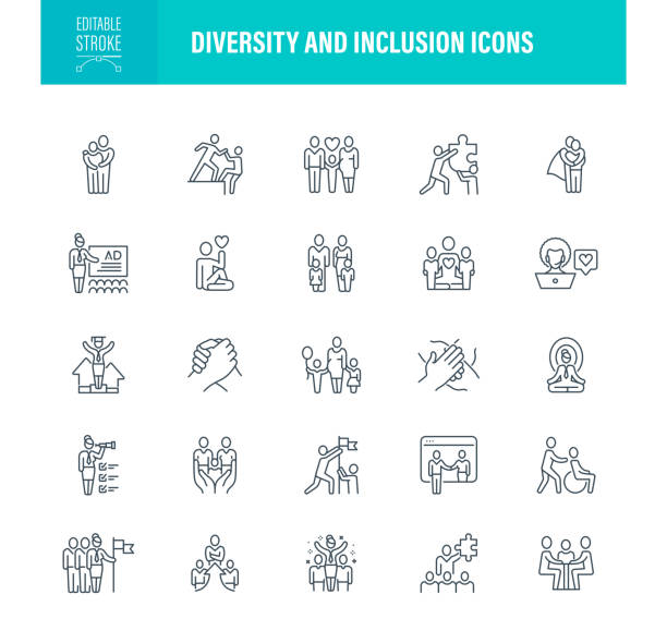 stockillustraties, clipart, cartoons en iconen met diversity and inclusion icons editable stroke - respect