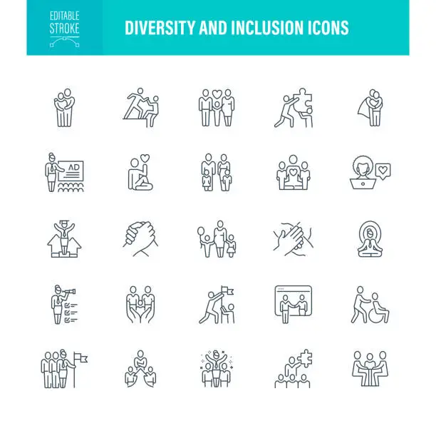 Vector illustration of Diversity and Inclusion Icons Editable Stroke