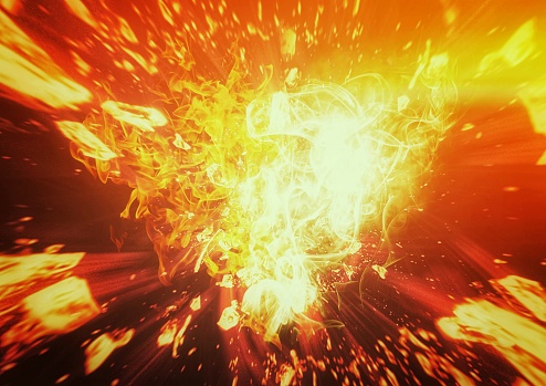 Abstract background of fire flame exploding in science concept