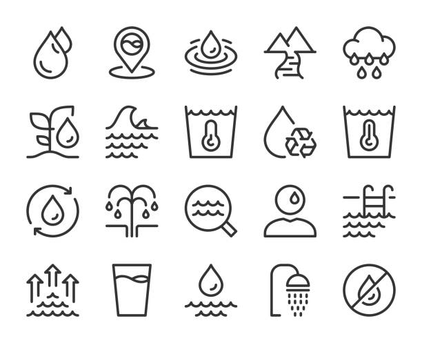 Water - Line Icons Water Line Icons Vector EPS File. water icons stock illustrations