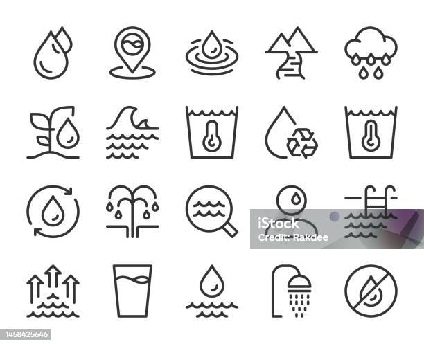 Water Line Icons Stock Illustration - Download Image Now - Icon Symbol, Water, Swimming Pool