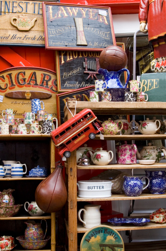 Collection of Items in a London's antique shop