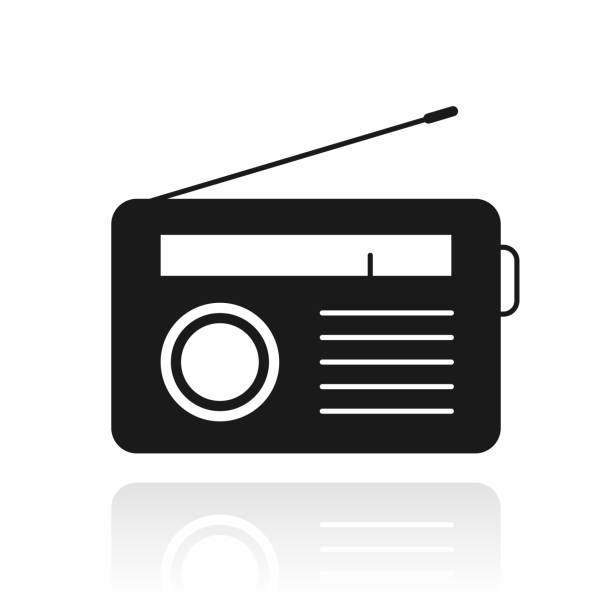 Radio. Icon with reflection on white background Icon of "Radio" with its reflection and isolated on a blank background. Vector Illustration (EPS file, well layered and grouped). Easy to edit, manipulate, resize or colorize. Vector and Jpeg file of different sizes. retro transistor radio clip art stock illustrations