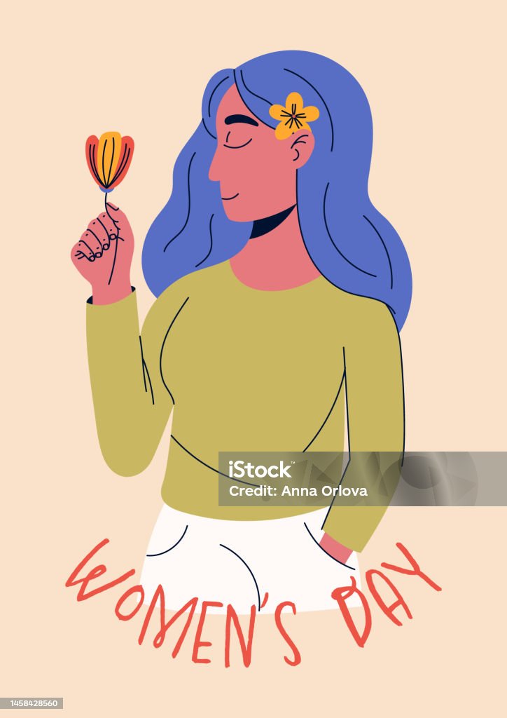 8 March International Womens Day Greeting Card Or Postcard Templates With  Young Woman For Card Poster Flyer Girl Power Feminism Sisterhood Concept  Stock Illustration - Download Image Now - iStock