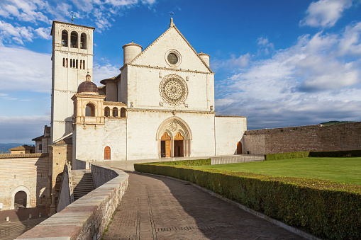 Basilica of St.Francis in Assisi in the morning light. Umbria. Italy