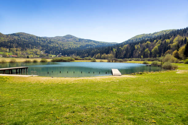 Lake Podpec (Podpesko jezero, Krimsko jezero), Podpec town, Brezovica, Ljubljana Marshes, Slovenia
