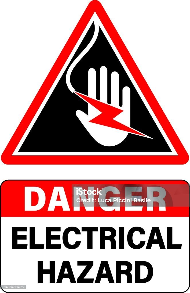Electrical Risk Triangle Sign Danger Electrical Hazard Warning Triangle Sign With Text Below Stock ...