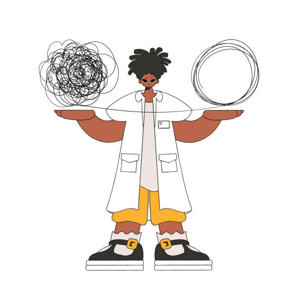 istock The specialist unpacks the tangle of thoughts. Help Man with depression. 1458432182