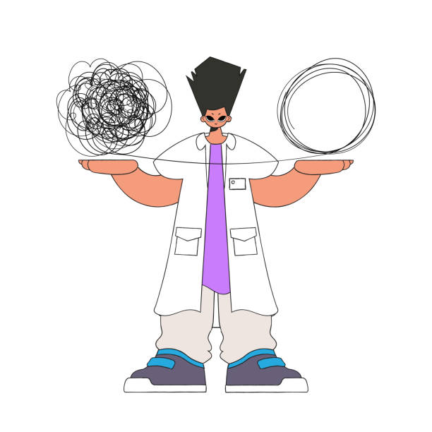 istock The psychologist unpacks a tangle of thoughts. Help Man with depression. 1458432186