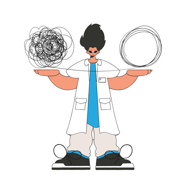 istock The specialist unpacks the tangle of thoughts. Help Man with mental problems. 1458432197