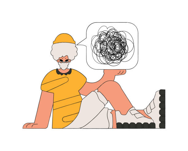 istock The man shows that he has a mess in his head. A person with mental problems. 1458432604