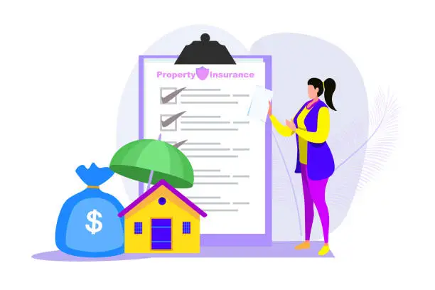 Vector illustration of Protecting a Property  insurance