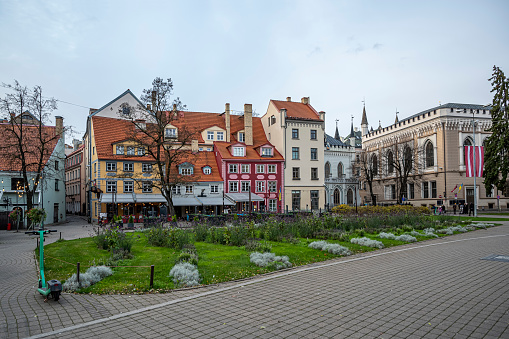 Livu square in old town of Riga in autumn, Riga, Latvia.