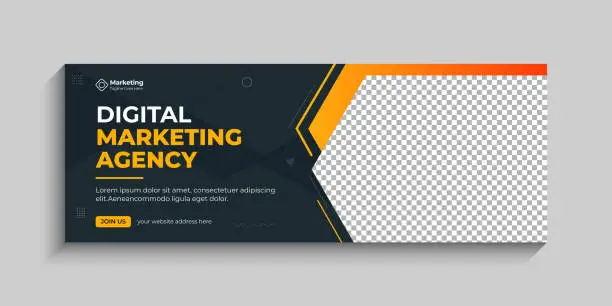Vector illustration of Digital marketing agency social cover banner, social media post, and web banner ad template.