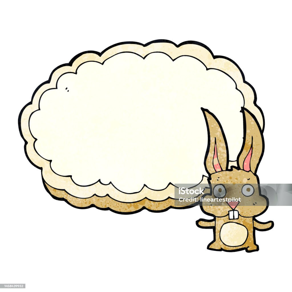 Rabbit Cartoon Text Cartoon Rabbit With Text Space Cloud Stock Illustration - Download ...