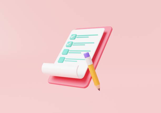 istock 3d clipboard with checklist and pencil on pink background. Planning and organization of work. fast checklist, notepad, project plan, Document with check marks. 3d icon rendering illustration 1458440943
