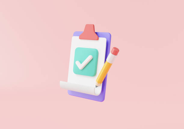 istock Clipboard with check mark icon on pink background. fast checklist, Planning, Contract paper, Checklist ,Approve, project plan, correct, success. 3d icon rendering illustration, cartoon minimal 1458440966