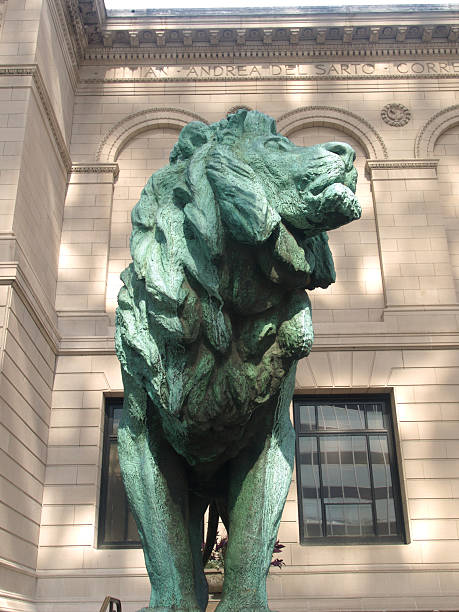 Chicago Art Institute Lion stock photo