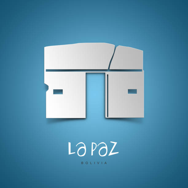 La Paz, Bolivia. Greeting card. Blue background. No people. Copy space. Sample text.