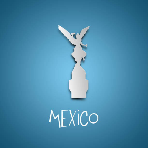 Mexico City. Greeting card. Blue background. No people. Copy space. Sample text.