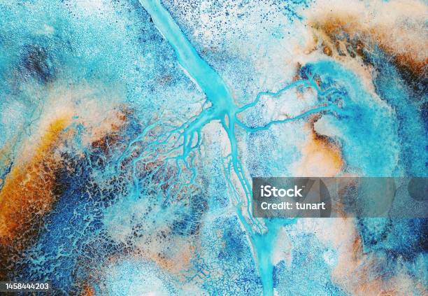 Aerial View Of Abstract Natural Patterns On A Lake Stock Photo - Download Image Now - Textured, Textured Effect, Nature