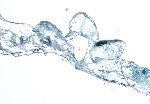 istock Ice Cubes explosion flying, crystal clear ice wave floating, fall down in air. Ice Brick block cube is frozen water healthy thirsty. White background Isolated high speed shutter, freeze stop motion 1458445070