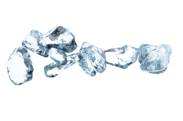 istock Ice Cubes explosion flying, crystal clear ice wave floating, fall down in air. Ice Brick block cube is frozen water healthy thirsty. White background Isolated high speed shutter, freeze stop motion 1458445323