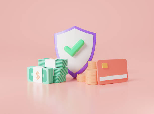 istock Money protection shield with check mark icon. Money security, online payment protection, financial saving insurance. money saving. coins, debit ,credit card, banknote. 3d render illustration 1458446452