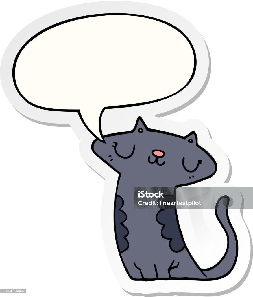 Cat Pin Bubble Example Cartoon Cat With Speech Bubble Sticker Stock Illustration - Download ...