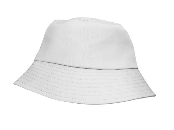 white bucket hat isolated on white background white bucket hat isolated on white background bucket hat stock pictures, royalty-free photos & images