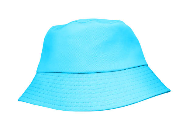 istock Blue bucket hat isolated on white background 1458449856