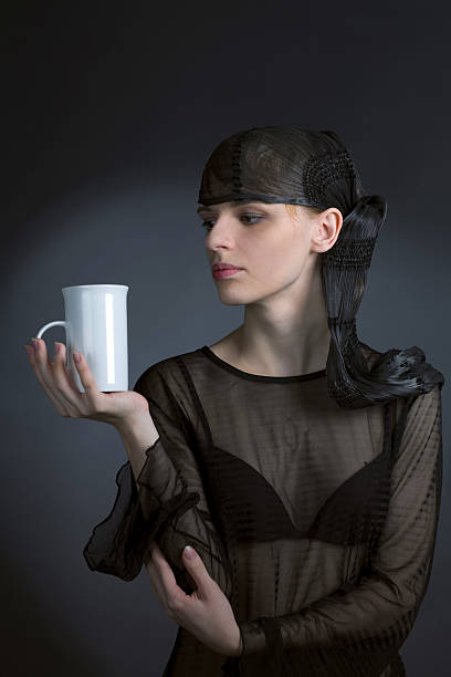 istock The white mug and stylish girl 145845229